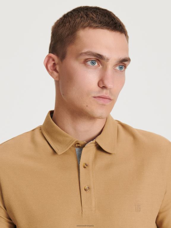 bej Reserved bărbați îmbrăcăminte tricou polo cu talie regulată 648HZ1125