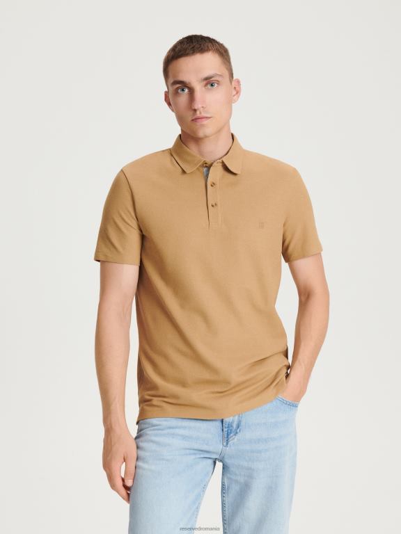 bej Reserved bărbați îmbrăcăminte tricou polo cu talie regulată 648HZ1125