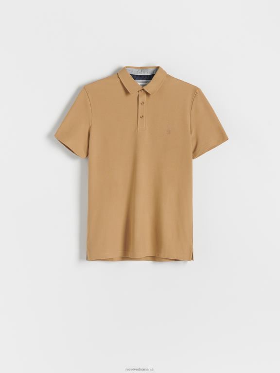 bej Reserved bărbați îmbrăcăminte tricou polo cu talie regulată 648HZ1125