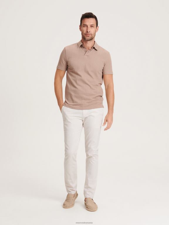bej Reserved bărbați îmbrăcăminte tricou polo cu talie regulată 648HZ1345