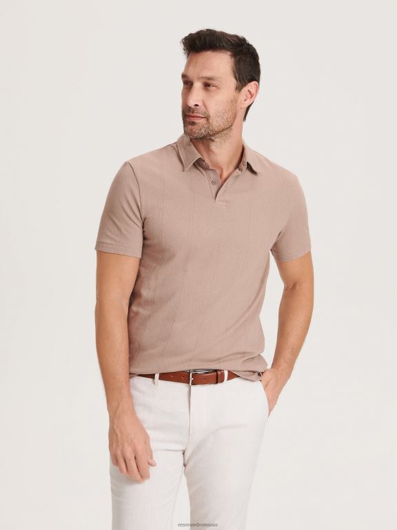 bej Reserved bărbați îmbrăcăminte tricou polo cu talie regulată 648HZ1345