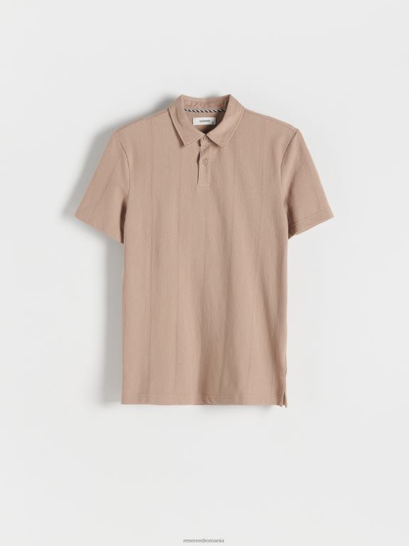 bej Reserved bărbați îmbrăcăminte tricou polo cu talie regulată 648HZ1345