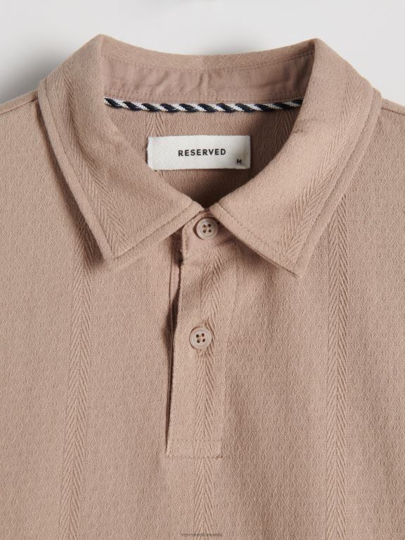 bej Reserved bărbați îmbrăcăminte tricou polo cu talie regulată 648HZ1345