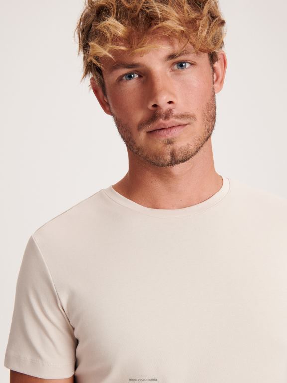 bej Reserved bărbați îmbrăcăminte tricou slim fit 648HZ1208