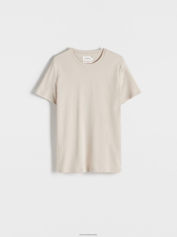 bej Reserved bărbați îmbrăcăminte tricou slim fit 648HZ1208