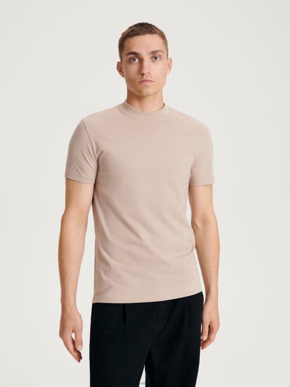 bej Reserved bărbați îmbrăcăminte tricou slim fit 648HZ1223