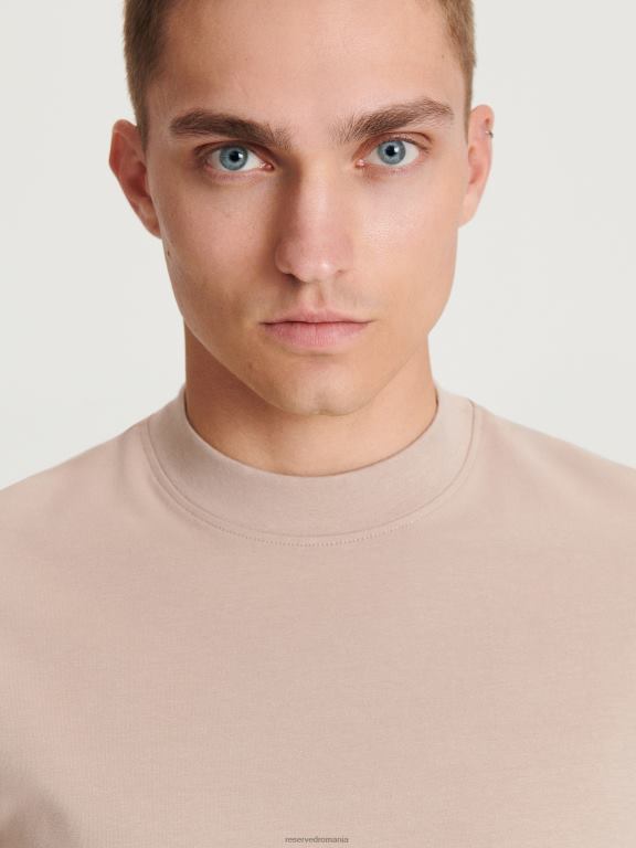 bej Reserved bărbați îmbrăcăminte tricou slim fit 648HZ1223