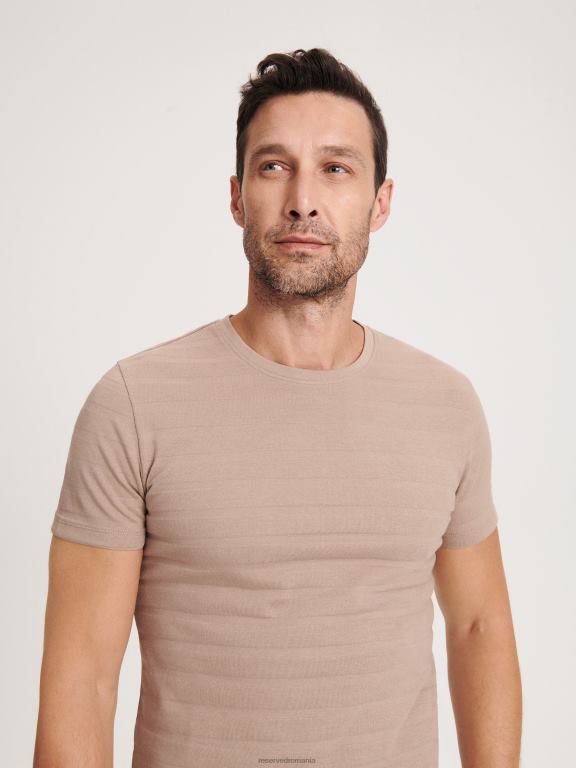 bej Reserved bărbați îmbrăcăminte tricou slim fit 648HZ1312