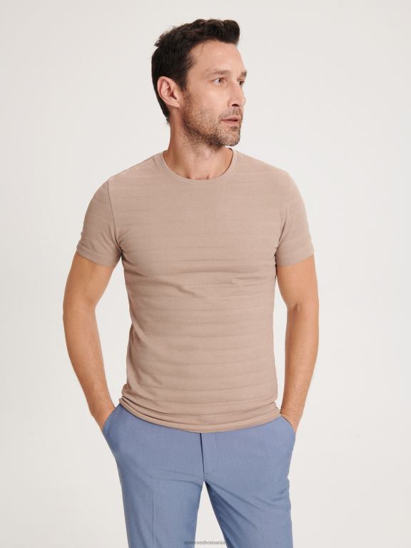 bej Reserved bărbați îmbrăcăminte tricou slim fit 648HZ1312