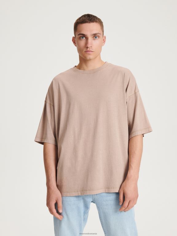 bej Reserved bărbați îmbrăcăminte tricou supradimensionat 648HZ1157