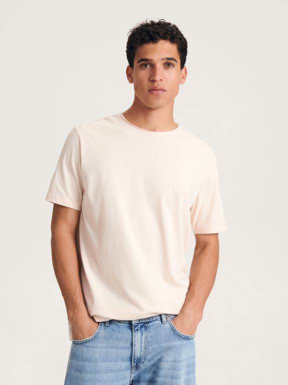 bej Reserved bărbați îmbrăcăminte tricou supradimensionat 648HZ1275