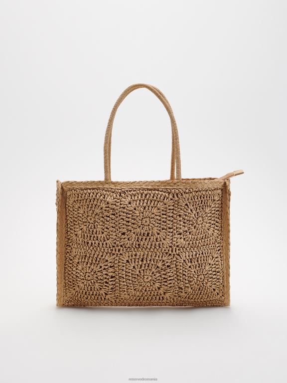 bej Reserved femei accesorii geantă shopper țesătă 648HZ998