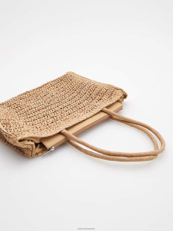 bej Reserved femei accesorii geantă shopper țesătă 648HZ998