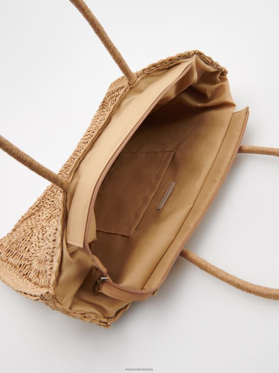 bej Reserved femei accesorii geantă shopper țesătă 648HZ998