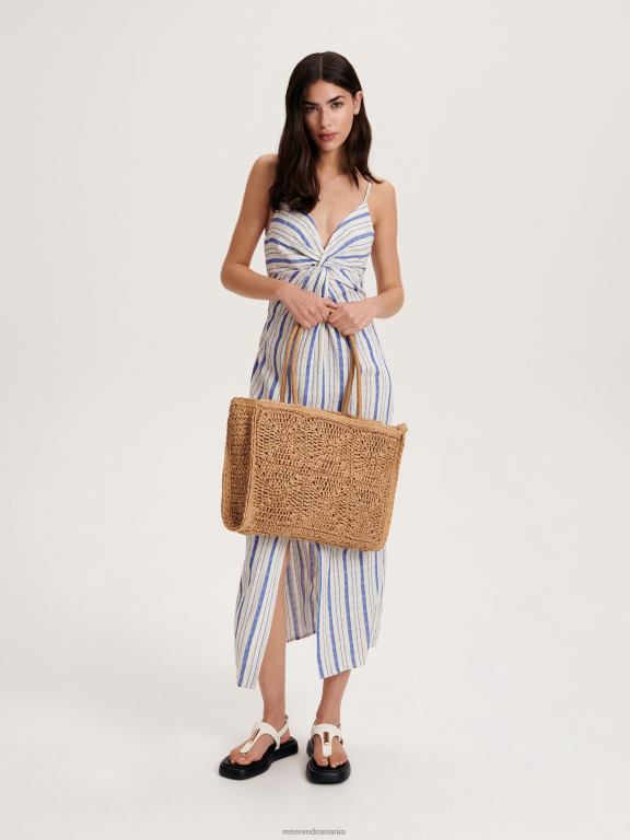 bej Reserved femei accesorii geantă shopper țesătă 648HZ998