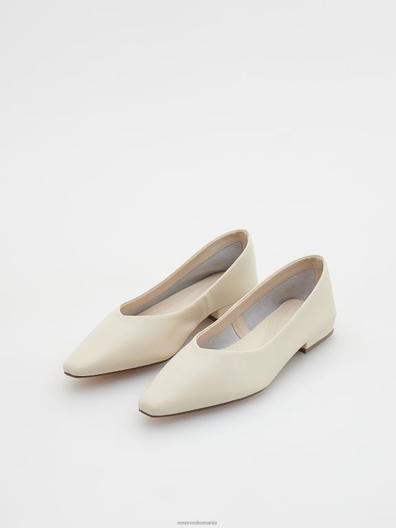 bej Reserved femei pantofi balerini din piele 648HZ152