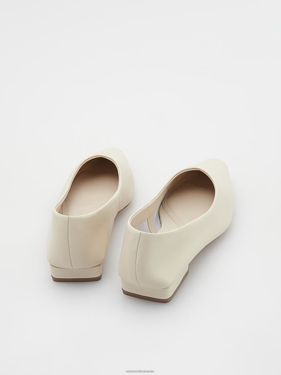 bej Reserved femei pantofi balerini din piele 648HZ152