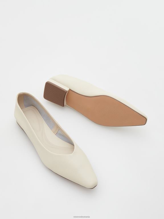 bej Reserved femei pantofi balerini din piele 648HZ152
