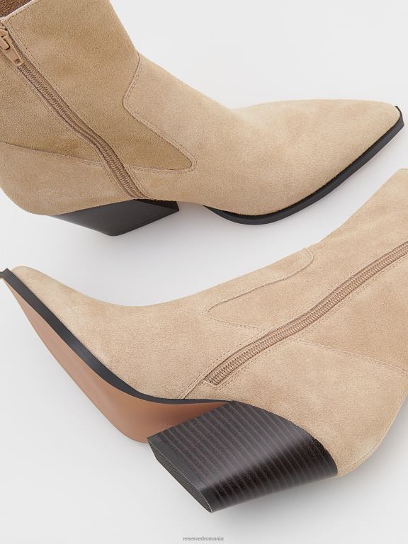 bej Reserved femei pantofi botine de piele intoarsa 648HZ209
