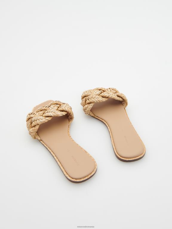 bej Reserved femei pantofi diapozitive cu toc înalt cu vamp țesut 648HZ957