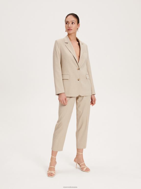 bej Reserved femei îmbrăcăminte blazer cu dungi 648HZ259