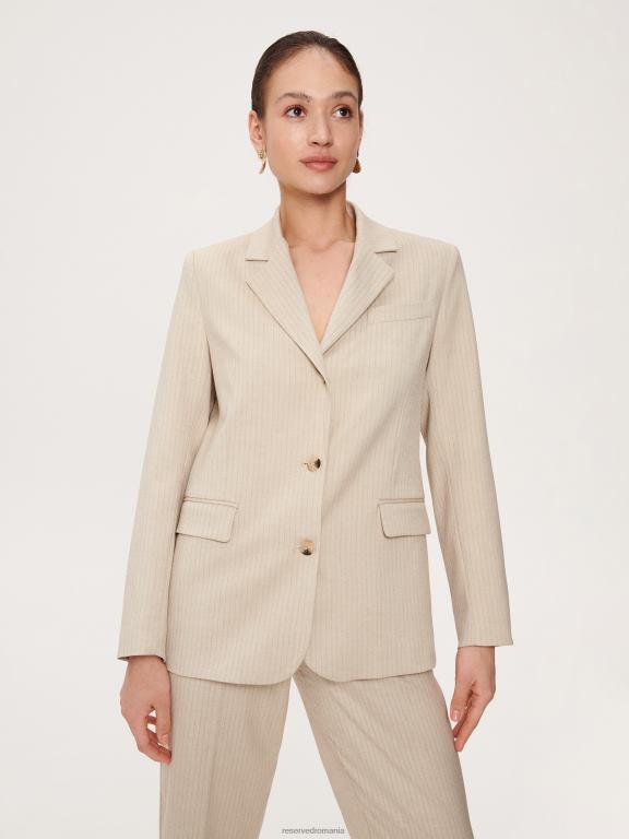 bej Reserved femei îmbrăcăminte blazer cu dungi 648HZ259