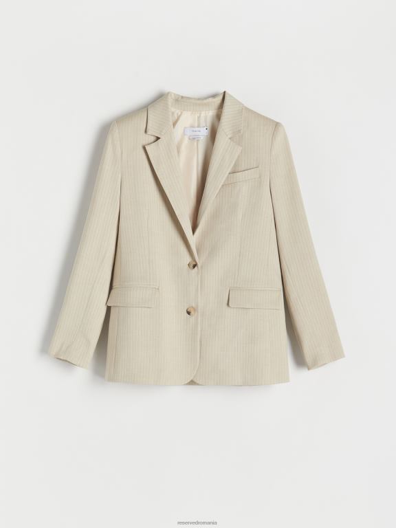 bej Reserved femei îmbrăcăminte blazer cu dungi 648HZ259