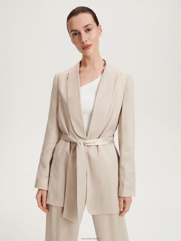bej Reserved femei îmbrăcăminte blazer decupat din satin 648HZ900