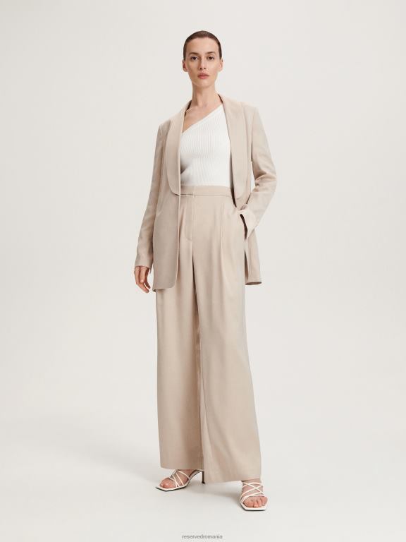 bej Reserved femei îmbrăcăminte blazer decupat din satin 648HZ900