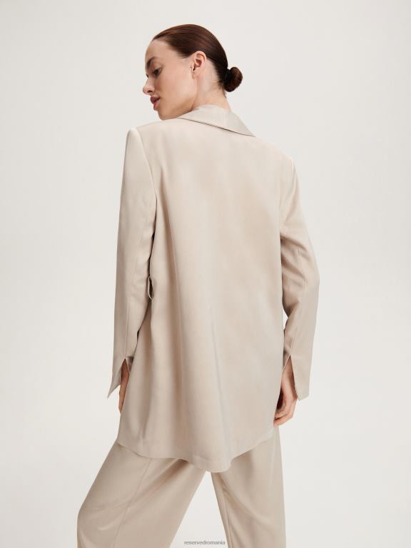 bej Reserved femei îmbrăcăminte blazer decupat din satin 648HZ900
