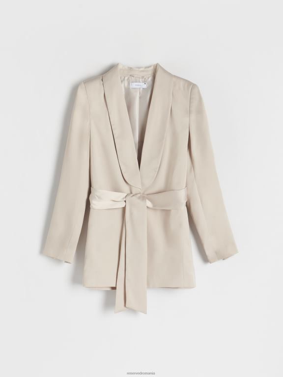 bej Reserved femei îmbrăcăminte blazer decupat din satin 648HZ900