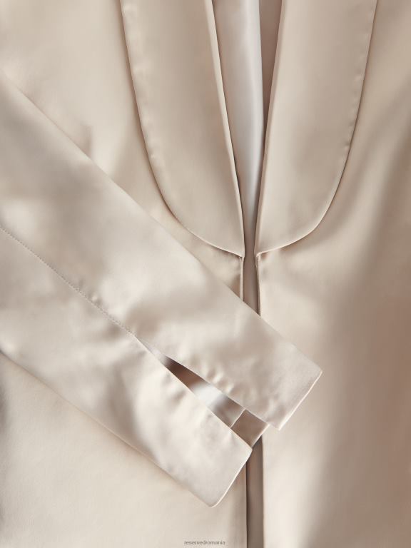 bej Reserved femei îmbrăcăminte blazer decupat din satin 648HZ900