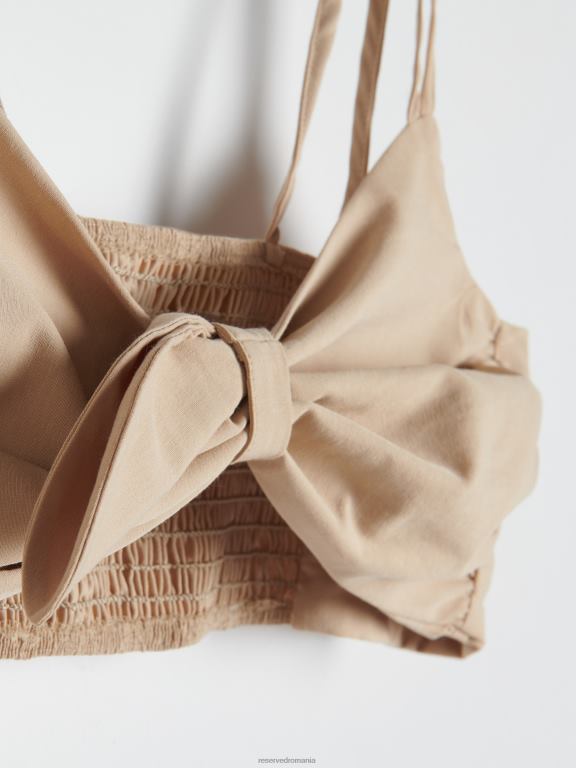 bej Reserved femei îmbrăcăminte crop top cu detaliu cravată 648HZ367