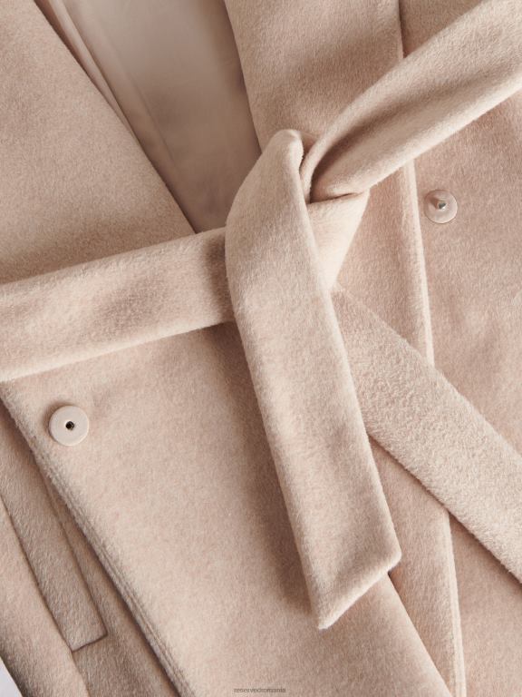 bej Reserved femei îmbrăcăminte palton cu curea cravată în talie 648HZ897