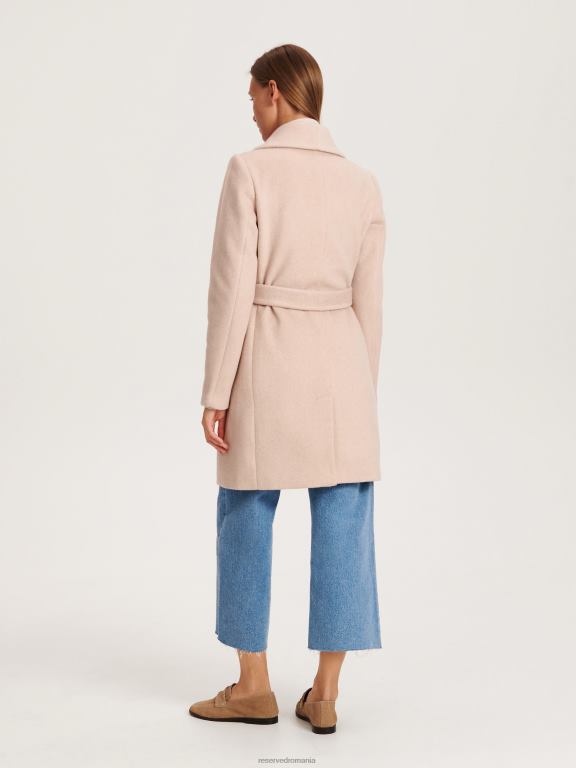bej Reserved femei îmbrăcăminte palton cu curea cravată în talie 648HZ897