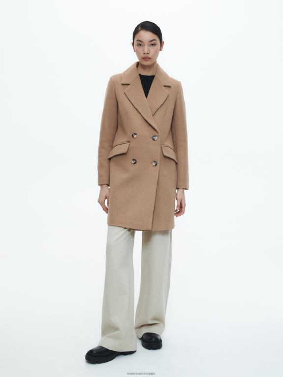 bej Reserved femei îmbrăcăminte palton din amestec de lână 648HZ891