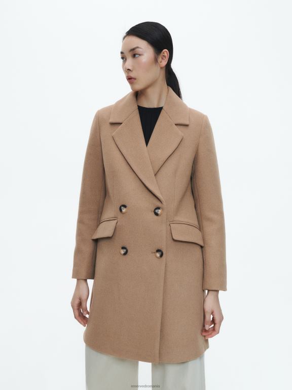 bej Reserved femei îmbrăcăminte palton din amestec de lână 648HZ891