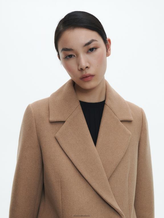 bej Reserved femei îmbrăcăminte palton din amestec de lână 648HZ891