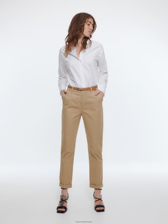 bej Reserved femei îmbrăcăminte pantaloni chino cu centura 648HZ650