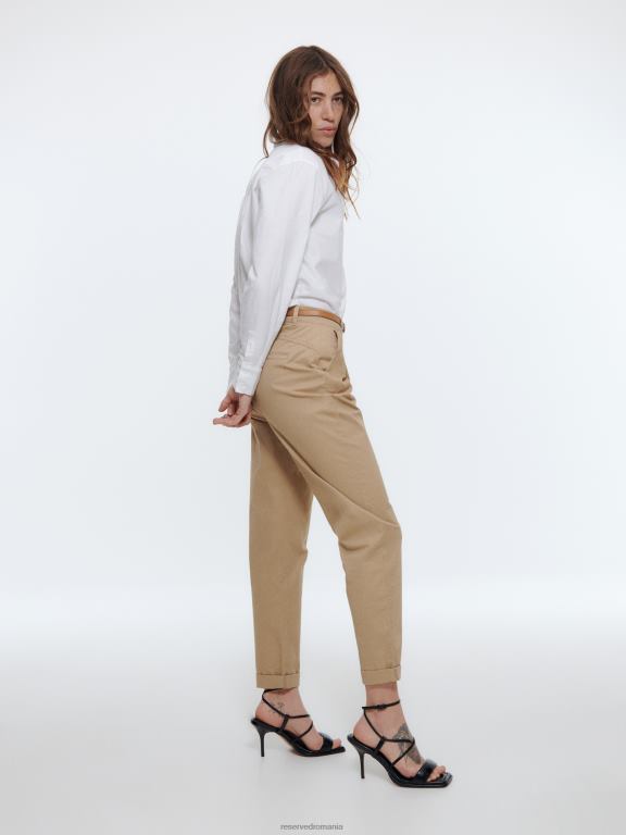 bej Reserved femei îmbrăcăminte pantaloni chino cu centura 648HZ650