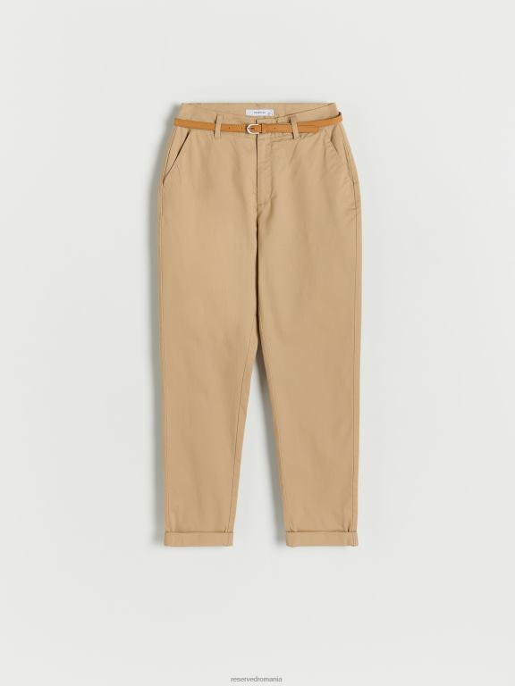 bej Reserved femei îmbrăcăminte pantaloni chino cu centura 648HZ650