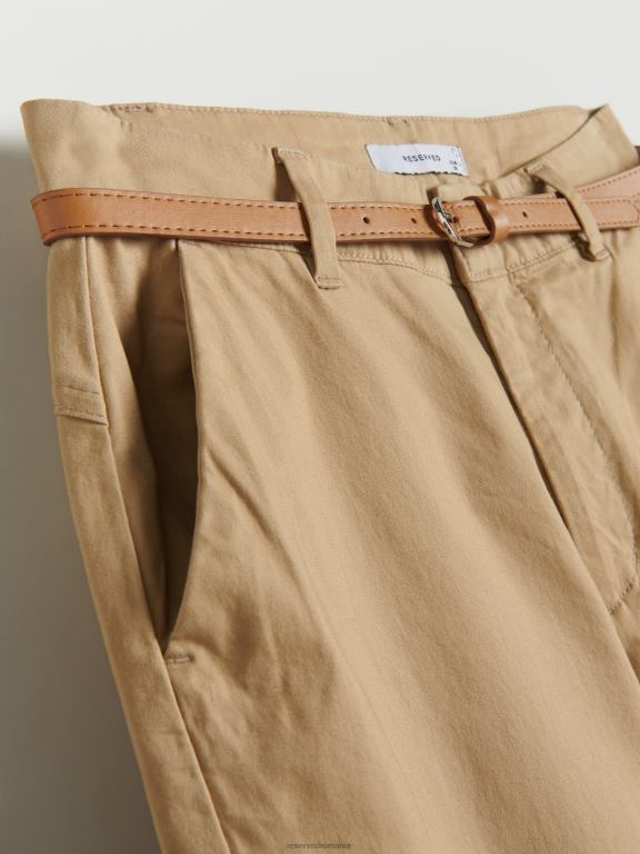 bej Reserved femei îmbrăcăminte pantaloni chino cu centura 648HZ650