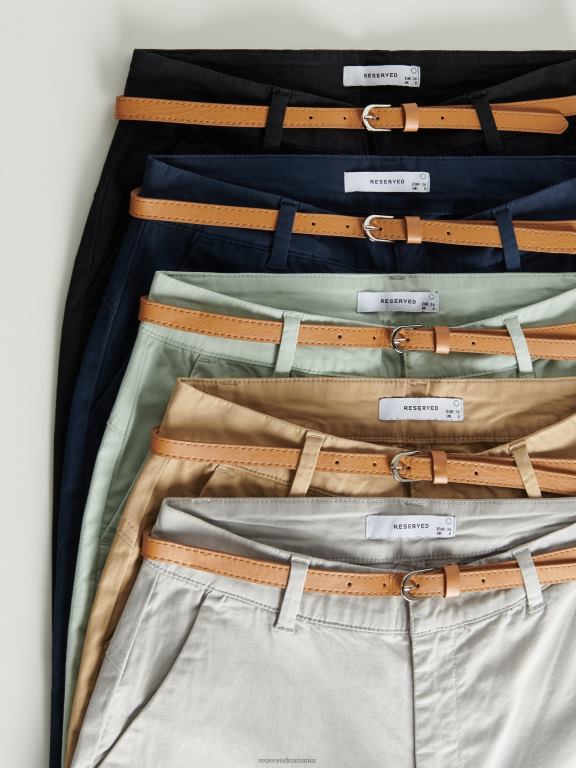 bej Reserved femei îmbrăcăminte pantaloni chino cu centura 648HZ650