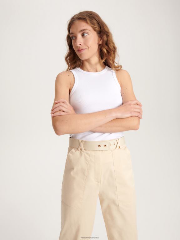 bej Reserved femei îmbrăcăminte pantaloni cu centura cravata 648HZ681
