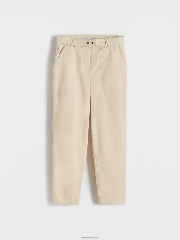 bej Reserved femei îmbrăcăminte pantaloni cu centura cravata 648HZ681