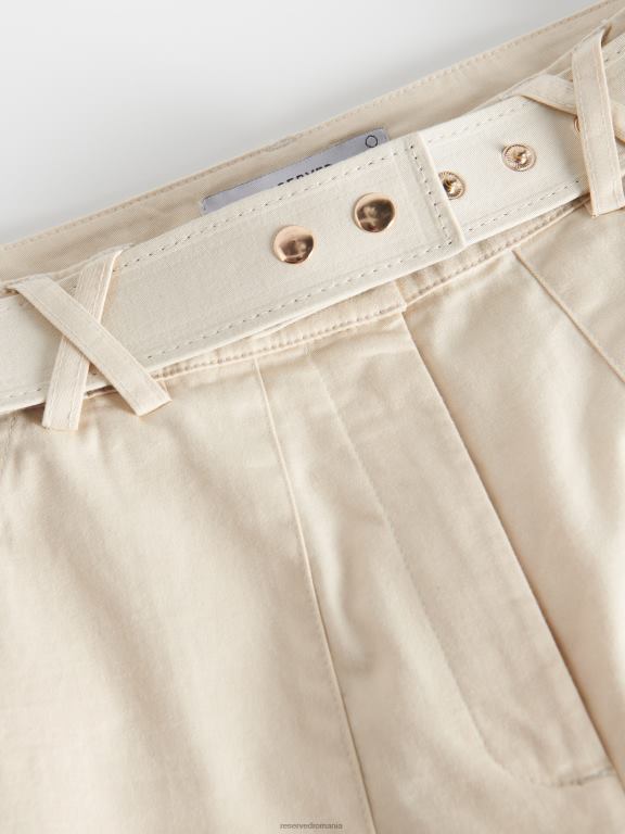 bej Reserved femei îmbrăcăminte pantaloni cu centura cravata 648HZ681