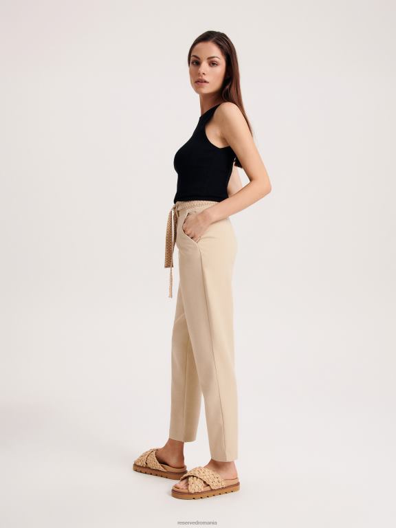 bej Reserved femei îmbrăcăminte pantaloni cu curea decorativă în talie 648HZ715