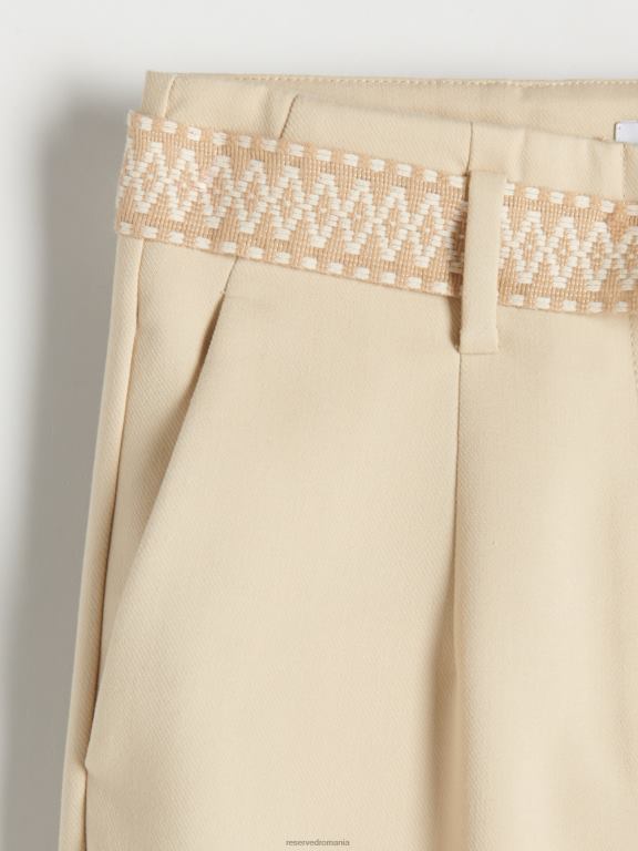bej Reserved femei îmbrăcăminte pantaloni cu curea decorativă în talie 648HZ715