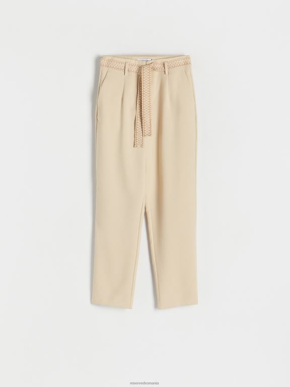 bej Reserved femei îmbrăcăminte pantaloni cu curea decorativă în talie 648HZ715