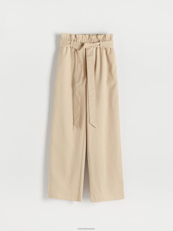 bej Reserved femei îmbrăcăminte pantaloni cu detaliu cravată 648HZ695
